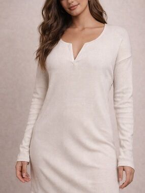 🖤PrettyLittleThing Off-White Ribbed Sweater Dress